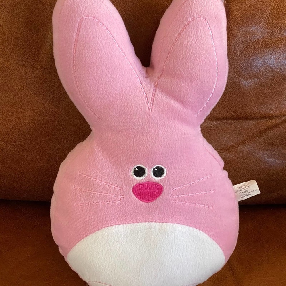 Ganz Pink & White Plush‎ Bunny Pillow 8”x13” Cute & Clean!
